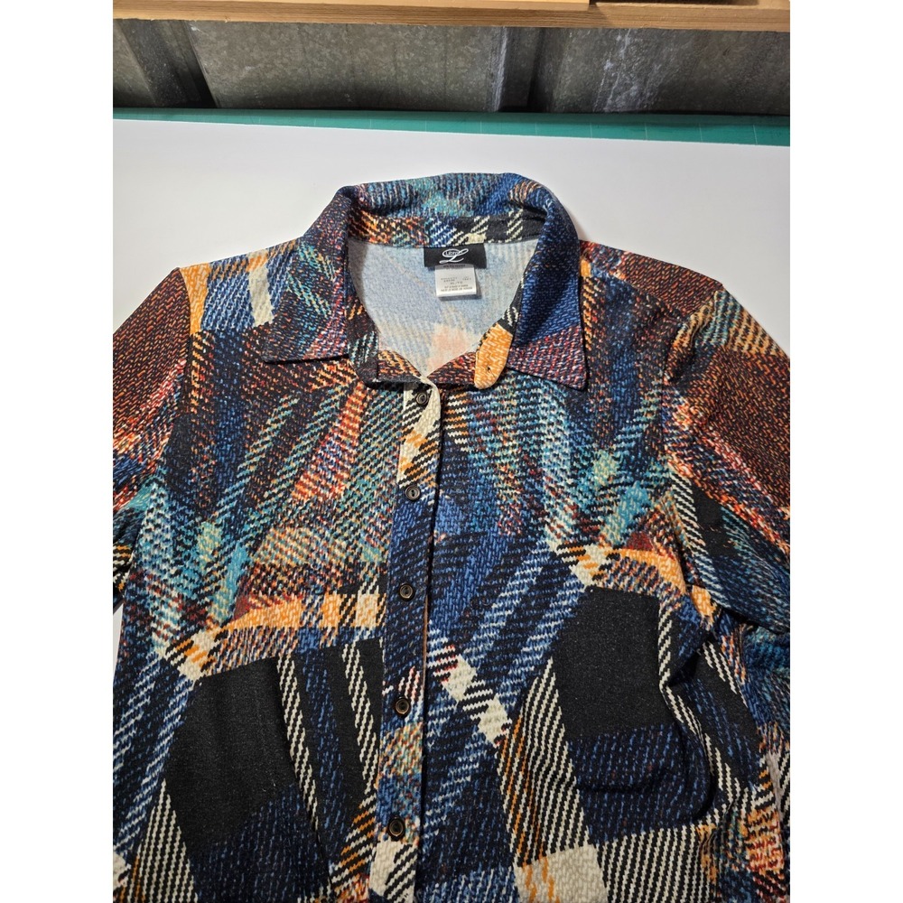 LIBRA GEO PATCHWORK LONG SLEEVE BUTTON WOMENS SHIRT SZ XL style 24039 0526-22 - Picture 15 of 15